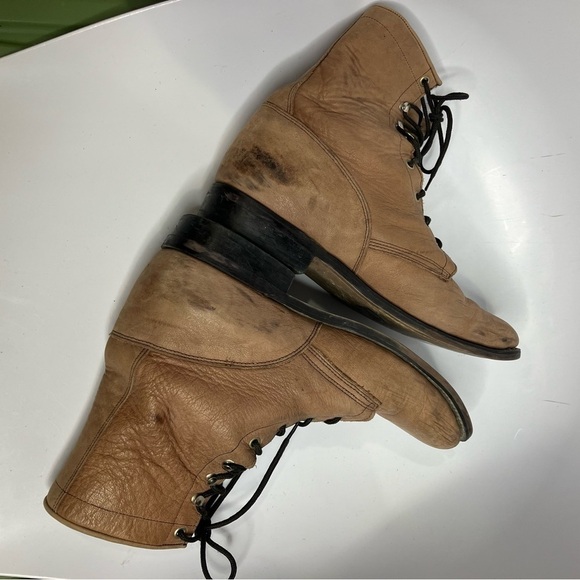 Tan leather lace‎ up boots riding boots approximately size 9.5/10 - Picture 6 of 8